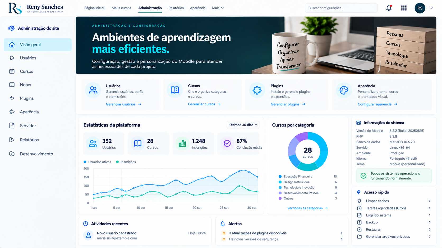 Administração e configuração da plataforma Moodle